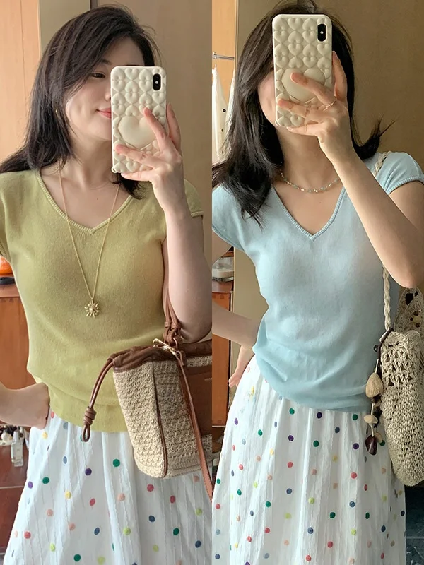 Floral Total Summer Korean Style Slim Fit Linen Lyocell Blend Elastic Knitted Short Sleeve T-Shirt V-Neck Casual Wear for Women
Floral Total Summer Korean Style Slim Fit Linen Lyocell Blend Elastic Knitted Short Sleeve T-Shirt V-Neck Casual Wear for Women