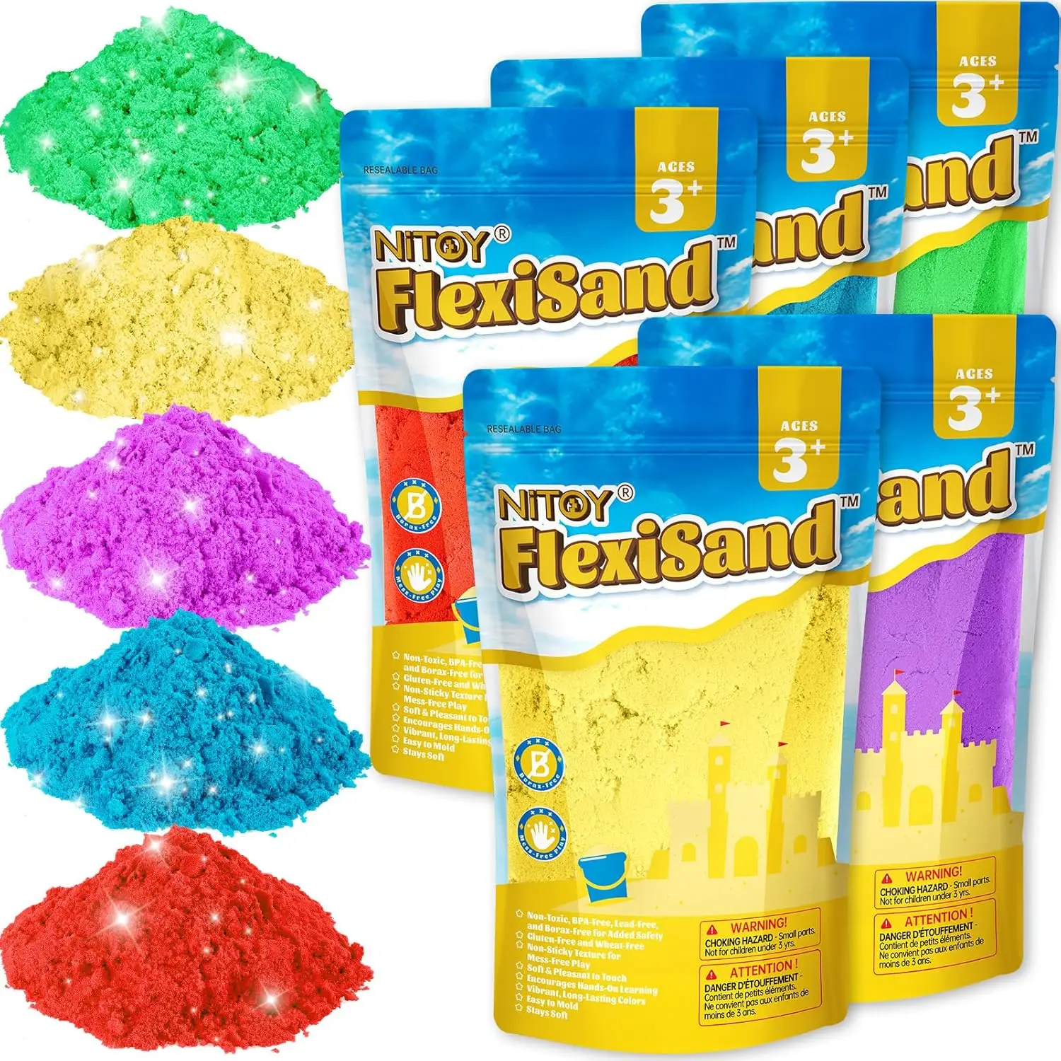 11lbs Moldable Self-Sticking Sand in 5 Colors, Never Dries Out - Fun Sensory Toy for Kids, Ideal for Shaping and Molding
11lbs Moldable Self-Sticking Sand in 5 Colors, Never Dries Out - Fun Sensory Toy for Kids, Ideal for Shaping and Molding