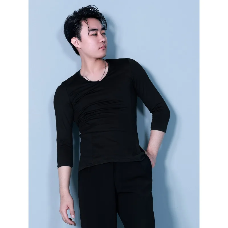 Customized Men's Latin Dance Top Modern Dance Practice Dress Heart Collar Seven Sleeve Dance Top SY015
Customized Men's Latin Dance Top Modern Dance Practice Dress Heart Collar Seven Sleeve Dance Top SY015