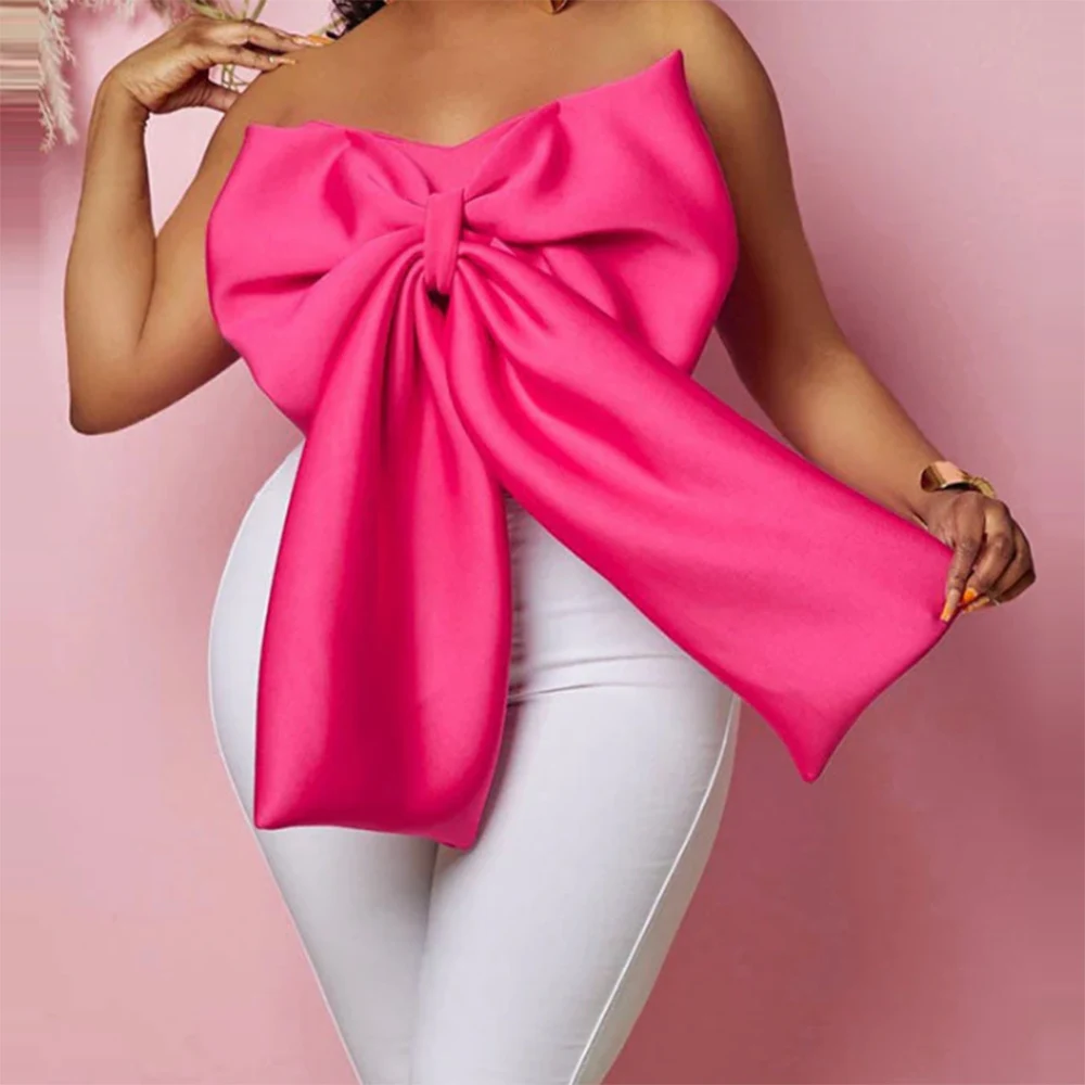 Women's Strapless Tube Top Hot Pink Large Bow Front Crop Blouse Perfect for Parties Night Out and Casual Wear
Women's Strapless Tube Top Hot Pink Large Bow Front Crop Blouse Perfect for Parties Night Out and Casual Wear