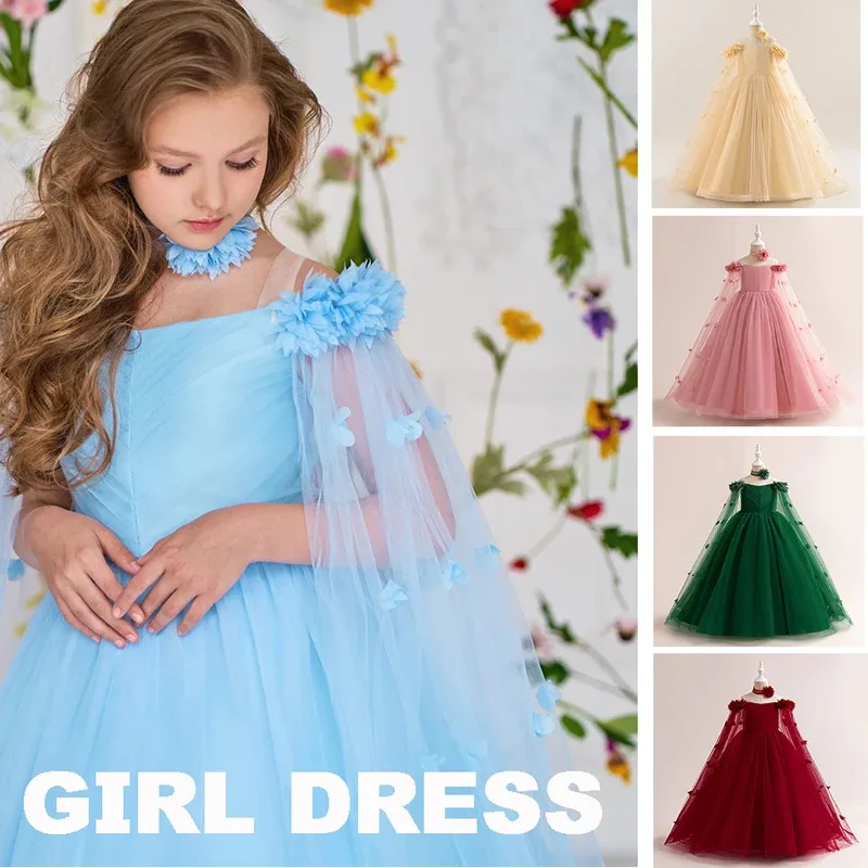 Flower Child Wedding Dress Little Girl Host Froks Festival Party Dress Piano Performance Gown With Cloak Girl Princess Costume
Flower Child Wedding Dress Little Girl Host Froks Festival Party Dress Piano Performance Gown With Cloak Girl Princess Costume