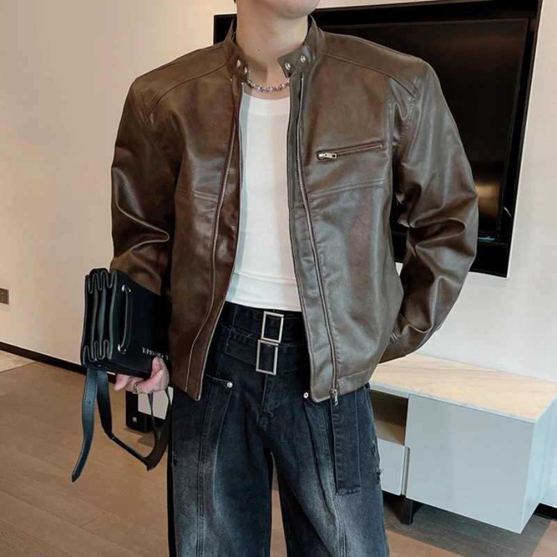 High Quality Retro Standing Collar Motorcycle Leather Jacket for Autumn Winter,men's Casual Streetwear Short PU Leather Jacket
High Quality Retro Standing Collar Motorcycle Leather Jacket for Autumn Winter,men's Casual Streetwear Short PU Leather Jacket