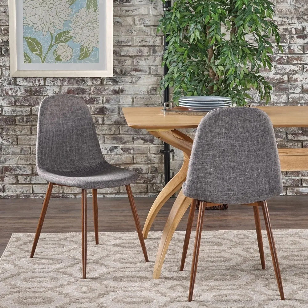 Raina Mid-Century Modern Fabric Dining Chairs with Wood Finished Metal Legs, 2-Pcs Set, Light Grey / Dark Brown
Raina Mid-Century Modern Fabric Dining Chairs with Wood Finished Metal Legs, 2-Pcs Set, Light Grey / Dark Brown