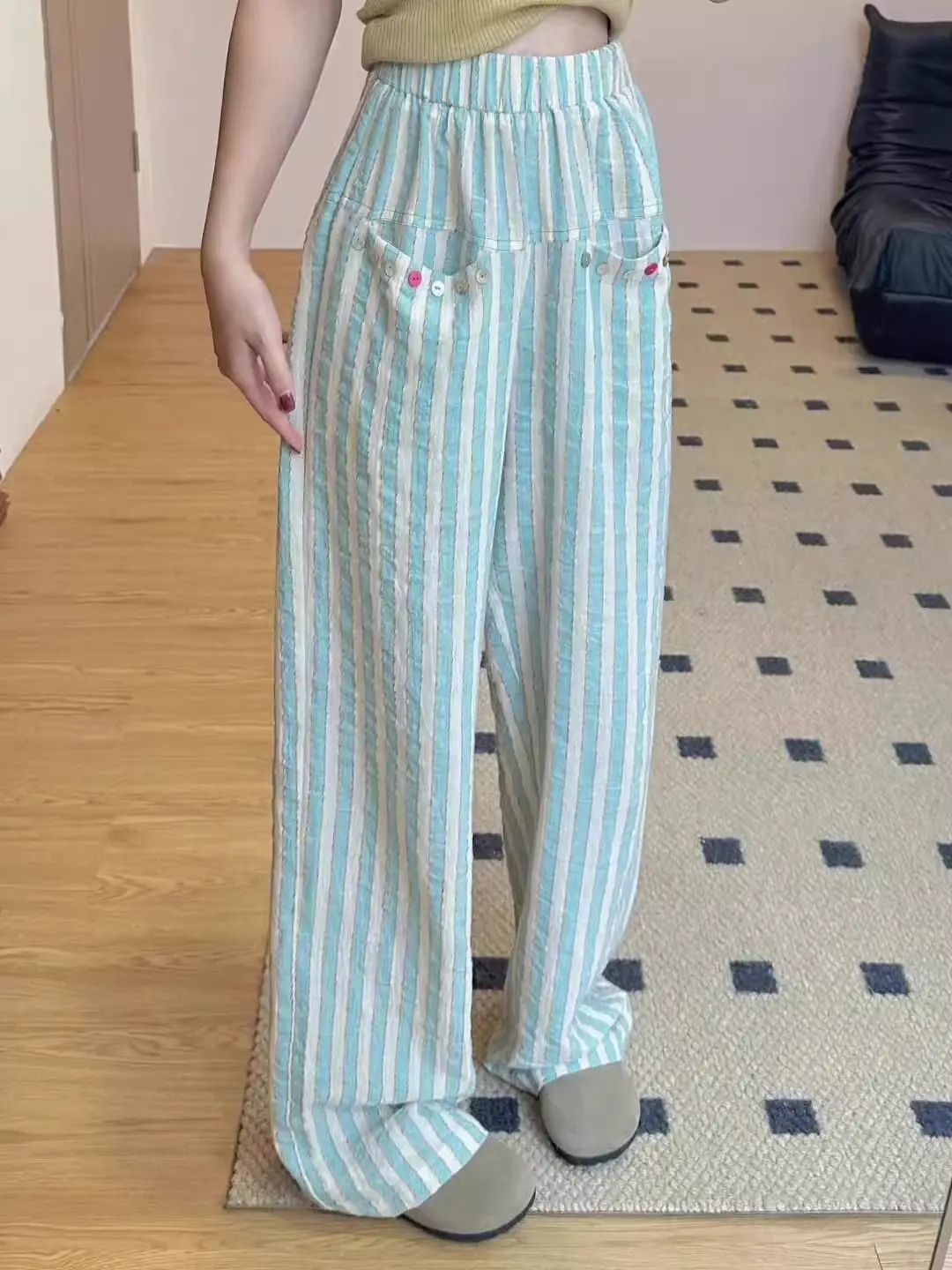plus Size Women's Summer Casual Pants High Waist Wide Leg Loose Fit Stripe Cotton Linen Thin Model Korean Style Commute
plus Size Women's Summer Casual Pants High Waist Wide Leg Loose Fit Stripe Cotton Linen Thin Model Korean Style Commute