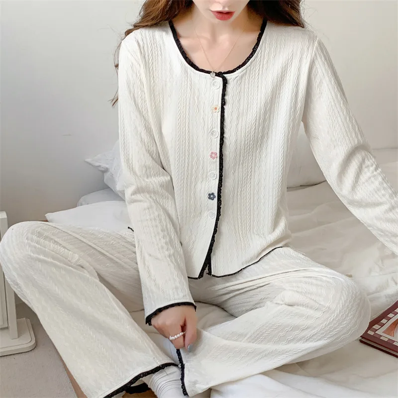 Fashion Casual Long Sleeve Pajamas For Women New Cotton Home Wear Pijama Female Autumn Winter Sleeping Clothes Pyjama Femme
Fashion Casual Long Sleeve Pajamas For Women New Cotton Home Wear Pijama Female Autumn Winter Sleeping Clothes Pyjama Femme