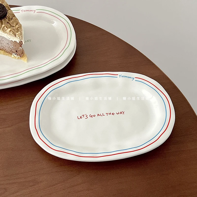 Ins Style Oval Ceramic Plates Simple Line Letter Printed Dinner Plate For Dessert Breakfast Household Kitchen Tablewares
Ins Style Oval Ceramic Plates Simple Line Letter Printed Dinner Plate For Dessert Breakfast Household Kitchen Tablewares
