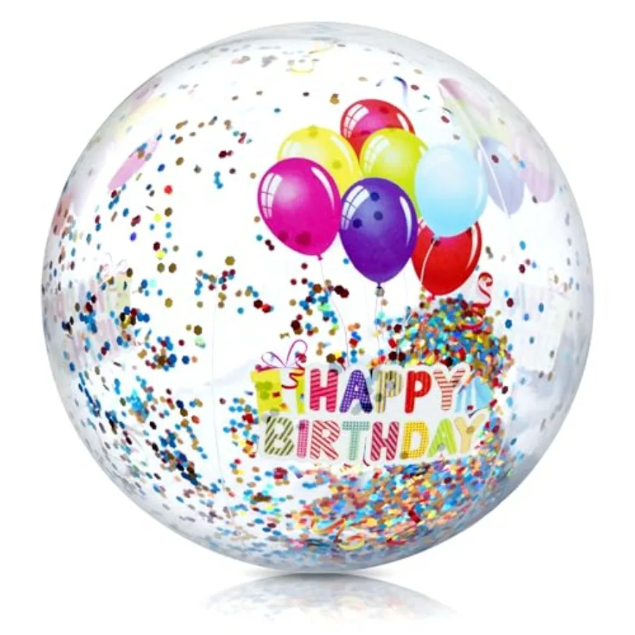 22 Inch Large Happy Birthday Beach Ball with Glitter Inside, for Pool Birthday Decorations Supplies, Outdoor Yard Games, Inflat
22 Inch Large Happy Birthday Beach Ball with Glitter Inside, for Pool Birthday Decorations Supplies, Outdoor Yard Games, Inflat