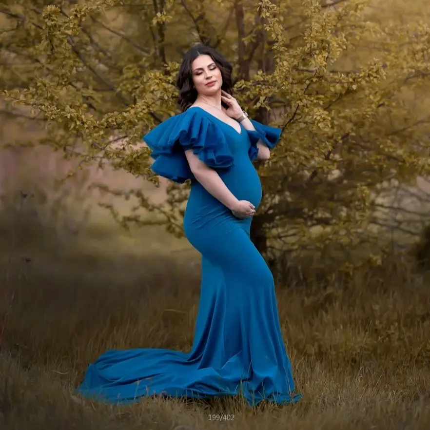 Royal Blue Mermaid Maternity Robes for Women Photoshoot V Neck Ruffles Sleeves Pregnancy Dresses Floor Length Baby Shower Gowns
Royal Blue Mermaid Maternity Robes for Women Photoshoot V Neck Ruffles Sleeves Pregnancy Dresses Floor Length Baby Shower Gowns