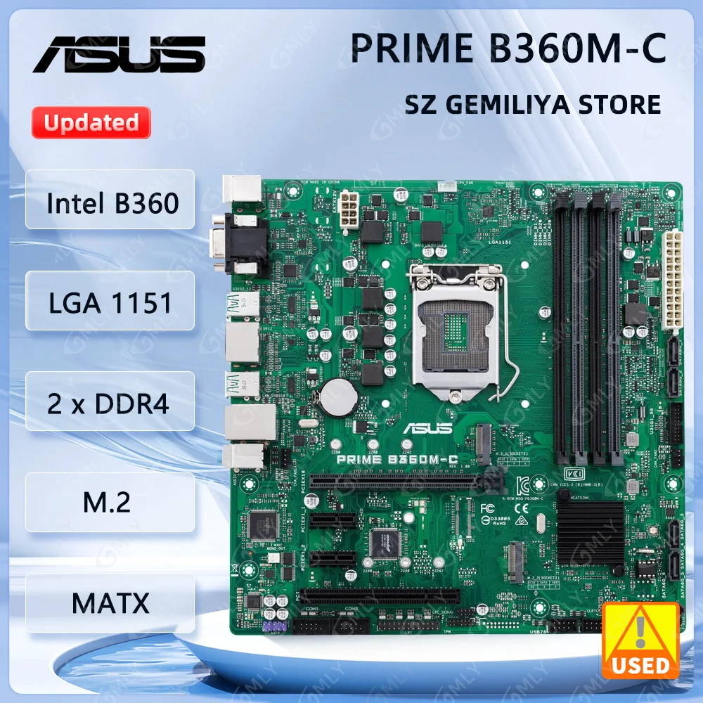 ASUS PRIME B360M-C Motherboard LGA 1151 Intel B365 DDR4 PCIe 3.0 USB 3.1 Micro ATX support Core i5-8600 Core i7-9700F cpu
ASUS PRIME B360M-C Motherboard LGA 1151 Intel B365 DDR4 PCIe 3.0 USB 3.1 Micro ATX support Core i5-8600 Core i7-9700F cpu