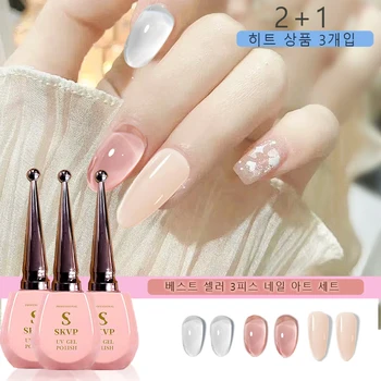 3PC 세트 젤리 누드 젤 네일 폴란드 푸딩 반투명 시럽 젤 UV 젤 반 영구 바니시 15ML 대용량 젤