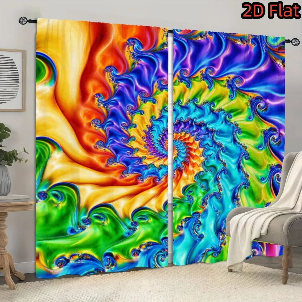 2D Flat -2pcs Rainbow Swirl Abstract Art Curtains Psychedelic Colorful Print Sheer Drape Living Room Bedroom Window Treatment
2D Flat -2pcs Rainbow Swirl Abstract Art Curtains Psychedelic Colorful Print Sheer Drape Living Room Bedroom Window Treatment
