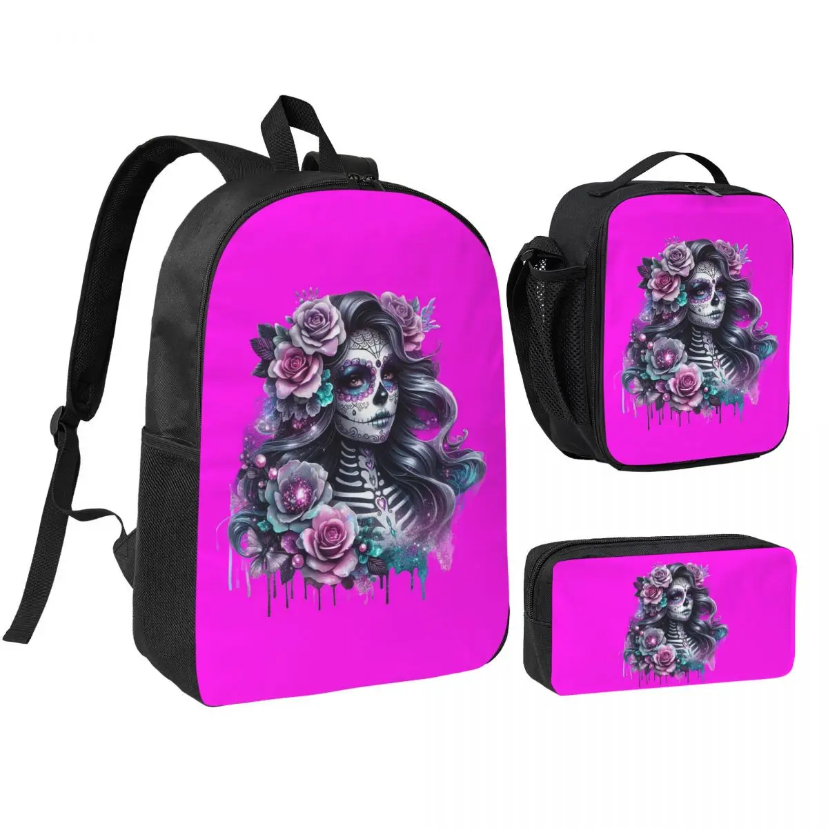 Gothic Day Of The Dead Girl With Roses Skull Backpack BookBag School Bag Shoulder Bags 3ps Insulated Lunch Bag Pencil Case
Gothic Day Of The Dead Girl With Roses Skull Backpack BookBag School Bag Shoulder Bags 3ps Insulated Lunch Bag Pencil Case
