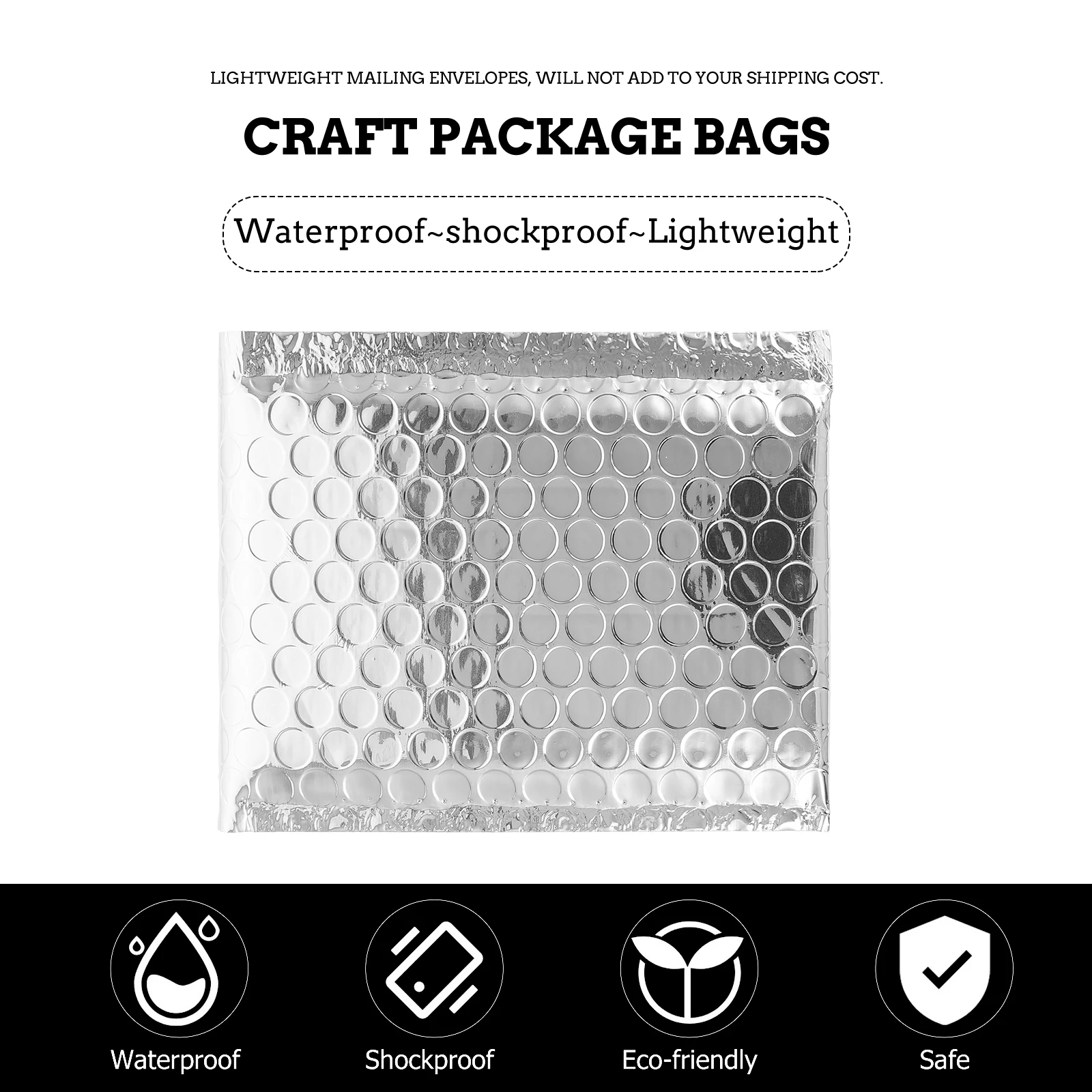 50pcs Bubble Mailing Bag Bubble Packaging Pouch Shockproof Self Seal Envelope Bag For Store Office School Use (Silver)
50pcs Bubble Mailing Bag Bubble Packaging Pouch Shockproof Self Seal Envelope Bag For Store Office School Use (Silver)