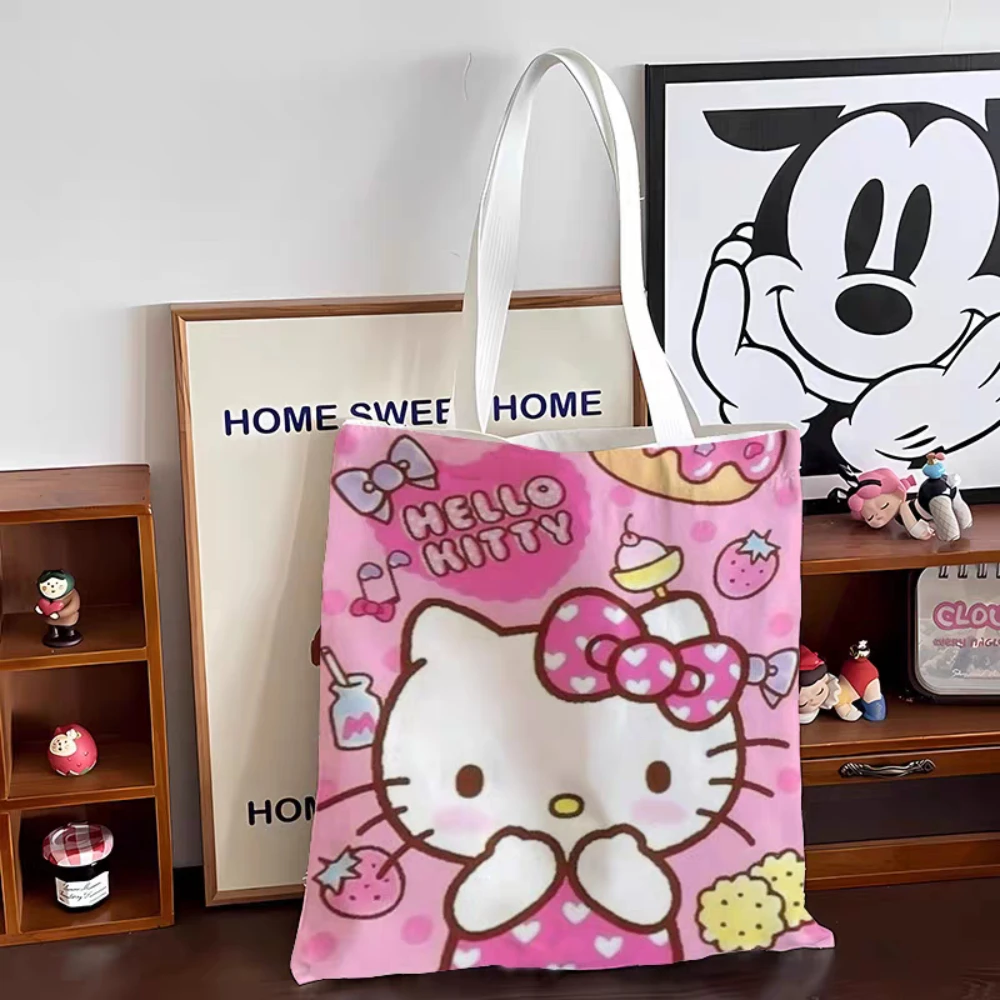 Сумка в стиле аниме Sanrio Hello Kitty, холщовая сумка Kawaii Kt Cat, большая вместительная многоразовая сумка для покупок, подарки на день рождения для девочек
Сумка в стиле аниме Sanrio Hello Kitty, холщовая сумка Kawaii Kt Cat, большая вместительная многоразовая сумка для покупок, подарки на день рождения для девочек