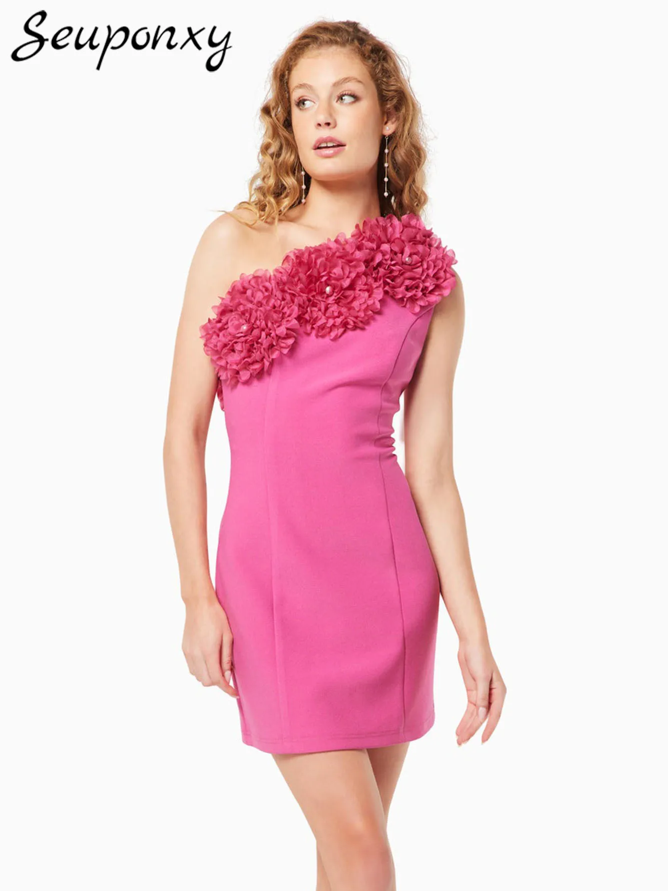 High Quality Women's Sexy One Shoulder Sleeveless Backless 3D Flower Mini Dress 2023 Elegant Evening Party Dress Vestidos
High Quality Women's Sexy One Shoulder Sleeveless Backless 3D Flower Mini Dress 2023 Elegant Evening Party Dress Vestidos