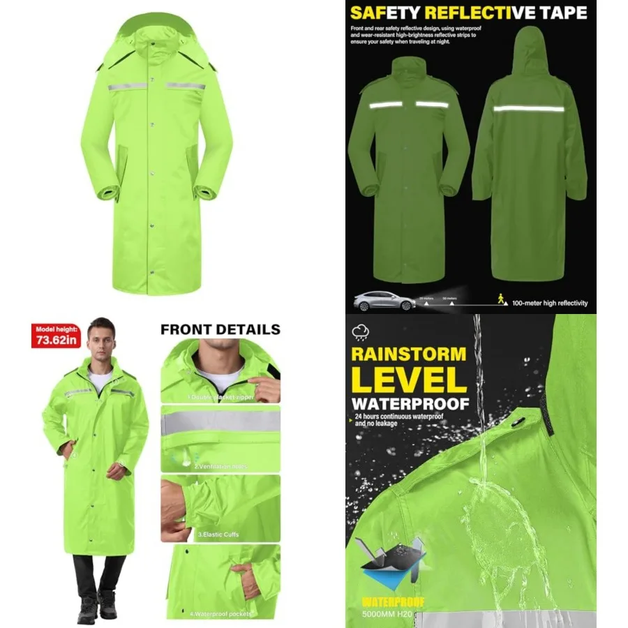 iCreek Raincoat Waterproof Long Rain Jacket Lightweight Rainwear Reflective with Packable Hood for Men Women Adults
iCreek Raincoat Waterproof Long Rain Jacket Lightweight Rainwear Reflective with Packable Hood for Men Women Adults
