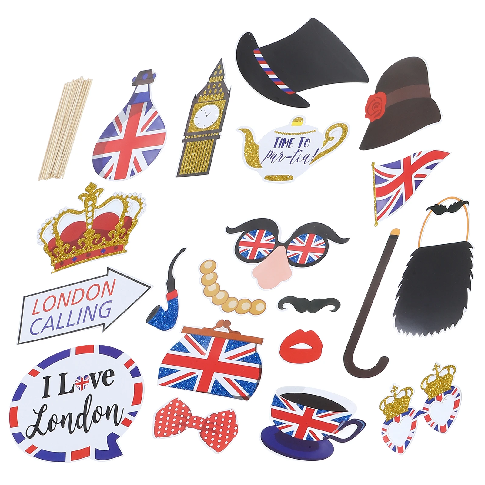 20pcs British Flag Photo Props Lightweight Portable Party Birthday Booth Bachelorette Picture Taking New Year Theme
20pcs British Flag Photo Props Lightweight Portable Party Birthday Booth Bachelorette Picture Taking New Year Theme