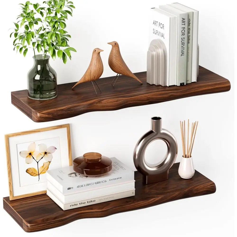 Rustic Live Edge Floating Shelves Set of 2 - 24 Wall Mounted Walnut Shelves for Home Decor
Rustic Live Edge Floating Shelves Set of 2 - 24 Wall Mounted Walnut Shelves for Home Decor