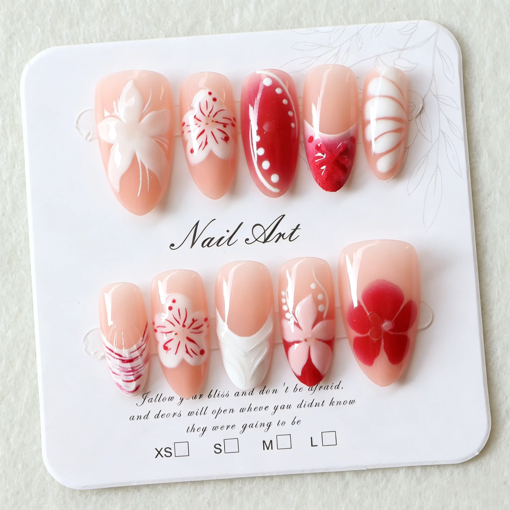 10pcs Nude French Handmade Press On Nail Tips Red Gradient 3d Flower Almond False Nails Removable Wearable Y2k Fake Nails
10pcs Nude French Handmade Press On Nail Tips Red Gradient 3d Flower Almond False Nails Removable Wearable Y2k Fake Nails