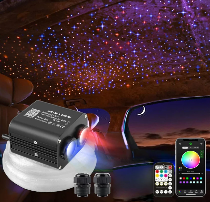 Double Head Starry Sky Music Control Car Roof Ceiling kit Smart phone APP Twinkle two color lamp Fiber Optic LED lights new
Double Head Starry Sky Music Control Car Roof Ceiling kit Smart phone APP Twinkle two color lamp Fiber Optic LED lights new