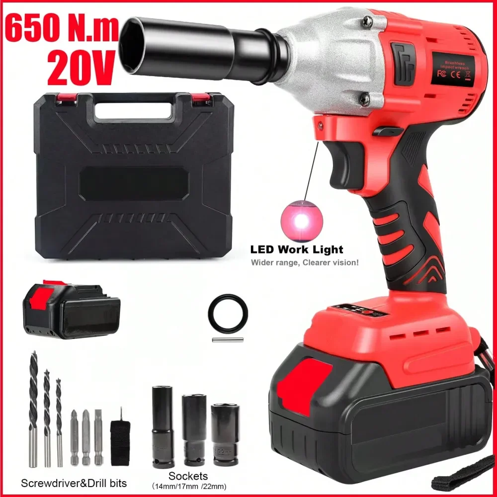 Wrench With Lithium Battery, Brushless Electric Impact Gun, 4500RPM High Torque Impact Driver, Electric Impact Wrench, Plastic
Wrench With Lithium Battery, Brushless Electric Impact Gun, 4500RPM High Torque Impact Driver, Electric Impact Wrench, Plastic