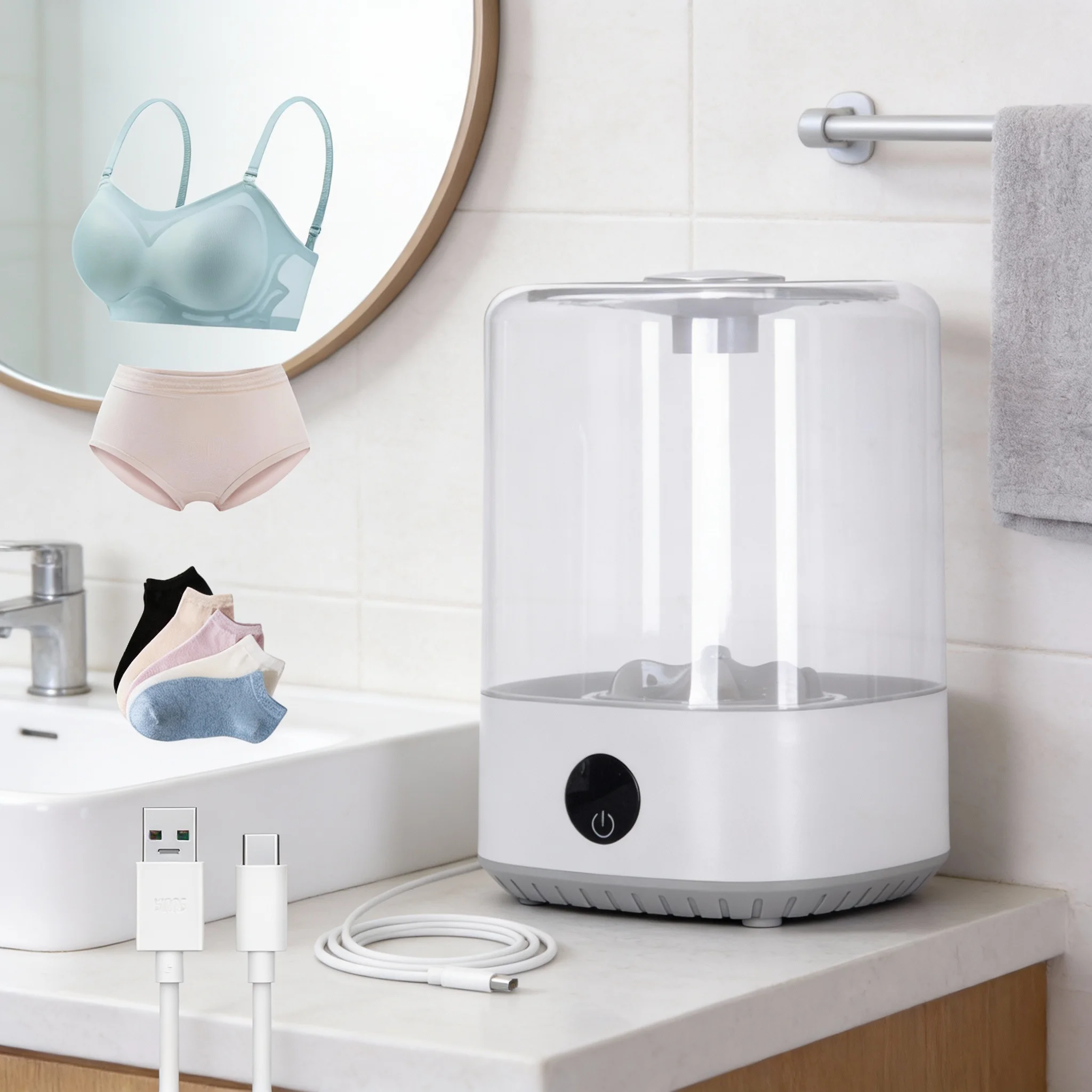 Мини-портативная стиральная машина, объем 4 литра, способна стирать нижнее белье, компактная стиральная машина с беспроводной зарядкой
Мини-портативная стиральная машина, объем 4 литра, способна стирать нижнее белье, компактная стиральная машина с беспроводной зарядкой