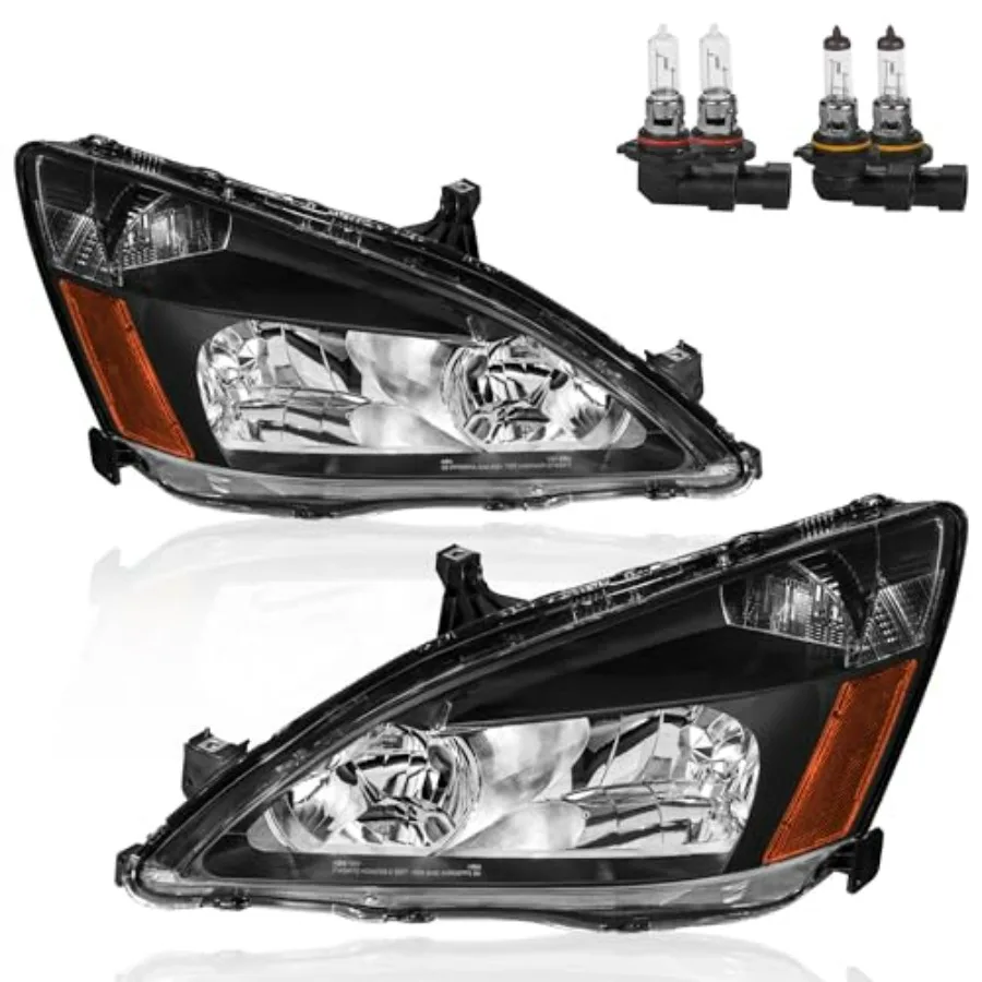 Комплект фар для замены, совместимый с Honda Accord 2003-2007 годов, галогенные, с прозрачными линзами, черным корпусом, янтарным отражателем, передние.
Комплект фар для замены, совместимый с Honda Accord 2003-2007 годов, галогенные, с прозрачными линзами, черным корпусом, янтарным отражателем, передние.