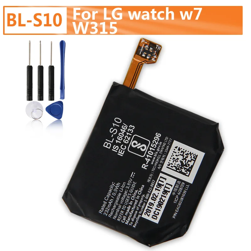 Сменный аккумулятор для часов BL-S10 для LG watch w7 W315, сменный аккумулятор для умных часов 232 мАч
Сменный аккумулятор для часов BL-S10 для LG watch w7 W315, сменный аккумулятор для умных часов 232 мАч