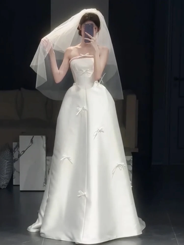 Элегантное атласное платье подружки невесты с бантом, свадебное платье принцессы, длинная юбка без рукавов, для использования в отелях и помещениях с кондиционированием воздуха
Элегантное атласное платье подружки невесты с бантом, свадебное платье принцессы, длинная юбка без рукавов, для использования в отелях и помещениях с кондиционированием воздуха