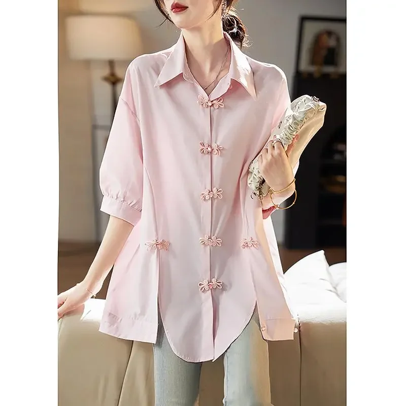 Women New Chinese Style Frog Buttons Batwing Half Sleeve Loose Shirt Elegant Summer Casual Blouse S-3XL
Women New Chinese Style Frog Buttons Batwing Half Sleeve Loose Shirt Elegant Summer Casual Blouse S-3XL