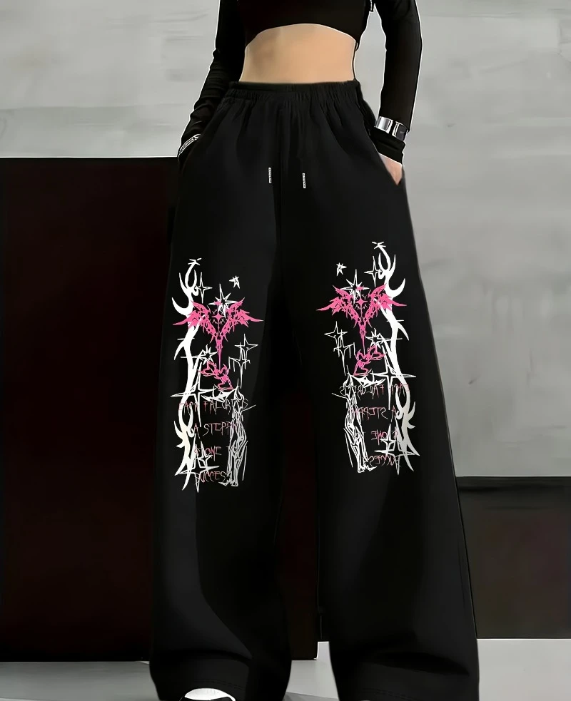 Women's Y2K Punk Gothic Wide Leg Straight Leg Pants with Y2K Skull Lettering, Fashionable Spring and Autumn Loose Casual Wear
Women's Y2K Punk Gothic Wide Leg Straight Leg Pants with Y2K Skull Lettering, Fashionable Spring and Autumn Loose Casual Wear