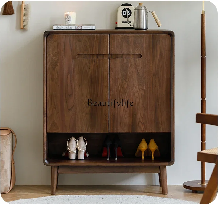 FG10North American Black Walnut Solid Wood Shoe Cabinet All Solid Wood Italian Style Light Luxury High-Leg Two-Door Japanese Sty 
FG10North American Black Walnut Solid Wood Shoe Cabinet All Solid Wood Italian Style Light Luxury High-Leg Two-Door Japanese Sty