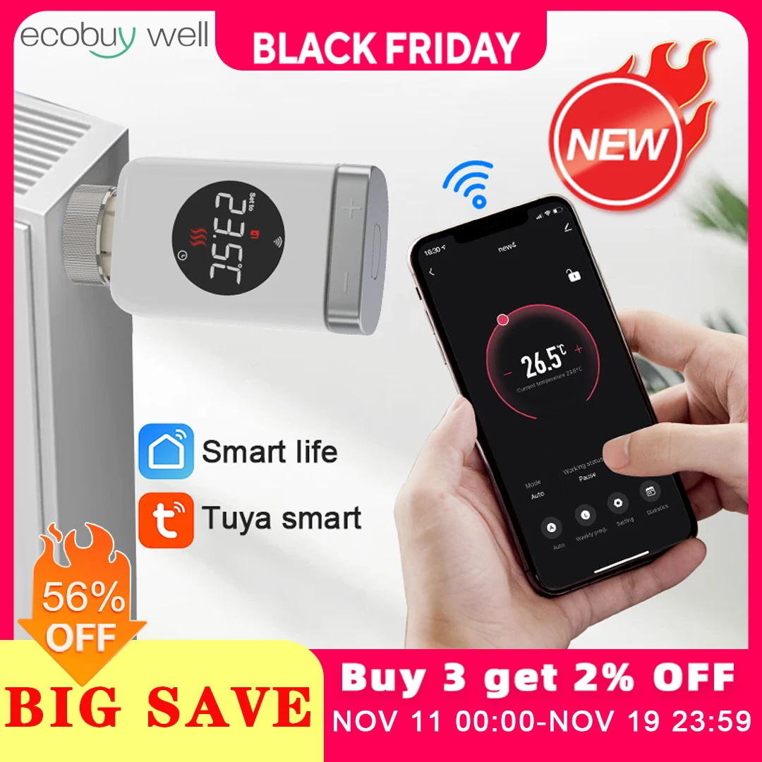 Tuya Smart Home Wifi Thermostatic Radiator Valve Actuator Tuya Thermostat Temperature Controller Smart Life Alexa Google Home
Tuya Smart Home Wifi Thermostatic Radiator Valve Actuator Tuya Thermostat Temperature Controller Smart Life Alexa Google Home