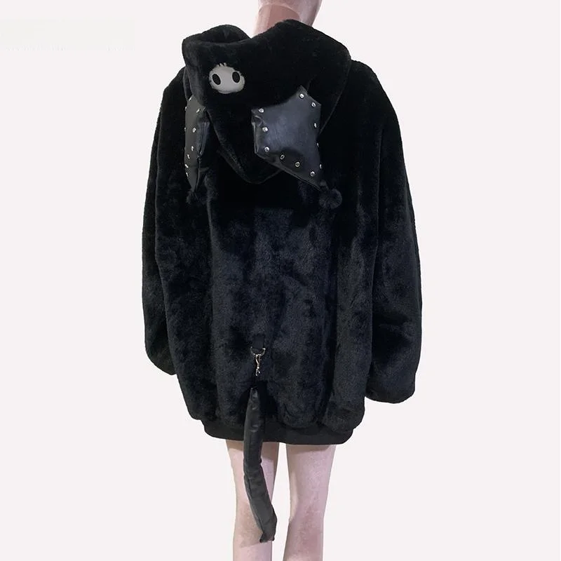 Cute Punk Subculture Winter Furry Coat Women's Hooded Ear Faux Fur Jacket Youth Thickened Loose Fit Long Sleeve Zipper
Cute Punk Subculture Winter Furry Coat Women's Hooded Ear Faux Fur Jacket Youth Thickened Loose Fit Long Sleeve Zipper