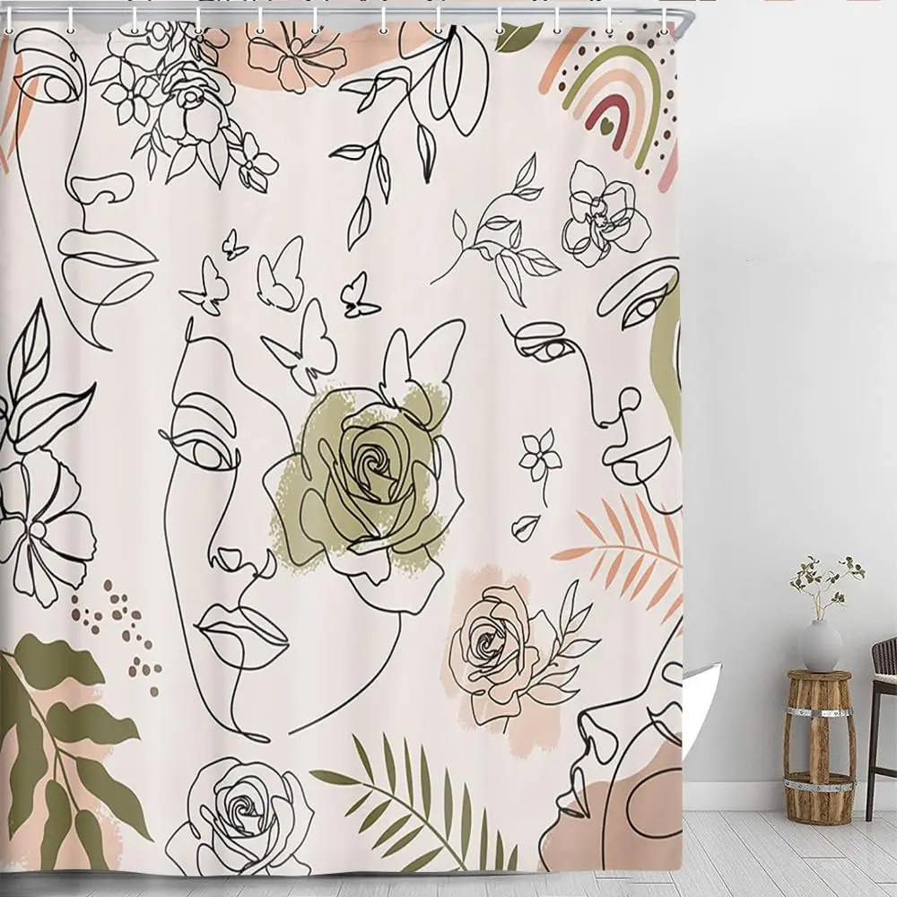 Abstract Face and Flower Pattern Waterproof Shower Curtain 180x200cm - Artistic Line Drawing Bath Curtain for Home Decor
Abstract Face and Flower Pattern Waterproof Shower Curtain 180x200cm - Artistic Line Drawing Bath Curtain for Home Decor