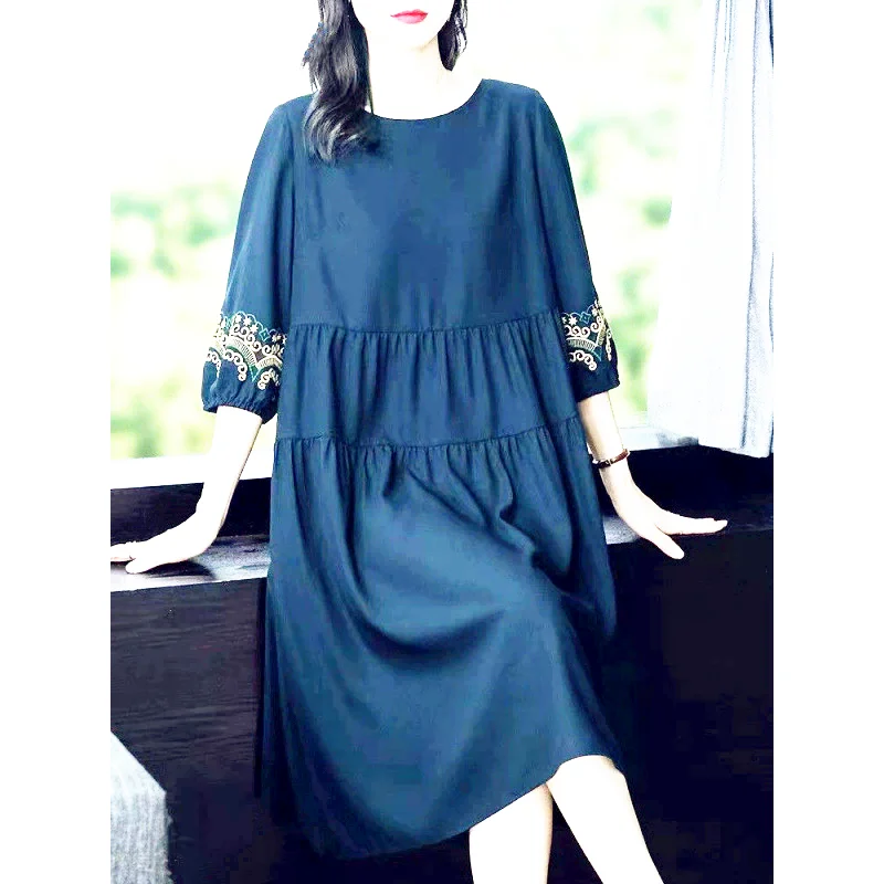 Women Loose Vintage Holiday Ruffles Befree Short Sleeve Long Dress Large Big Summer Pockets Beach Midi Embroidery Casual Dresses
Women Loose Vintage Holiday Ruffles Befree Short Sleeve Long Dress Large Big Summer Pockets Beach Midi Embroidery Casual Dresses