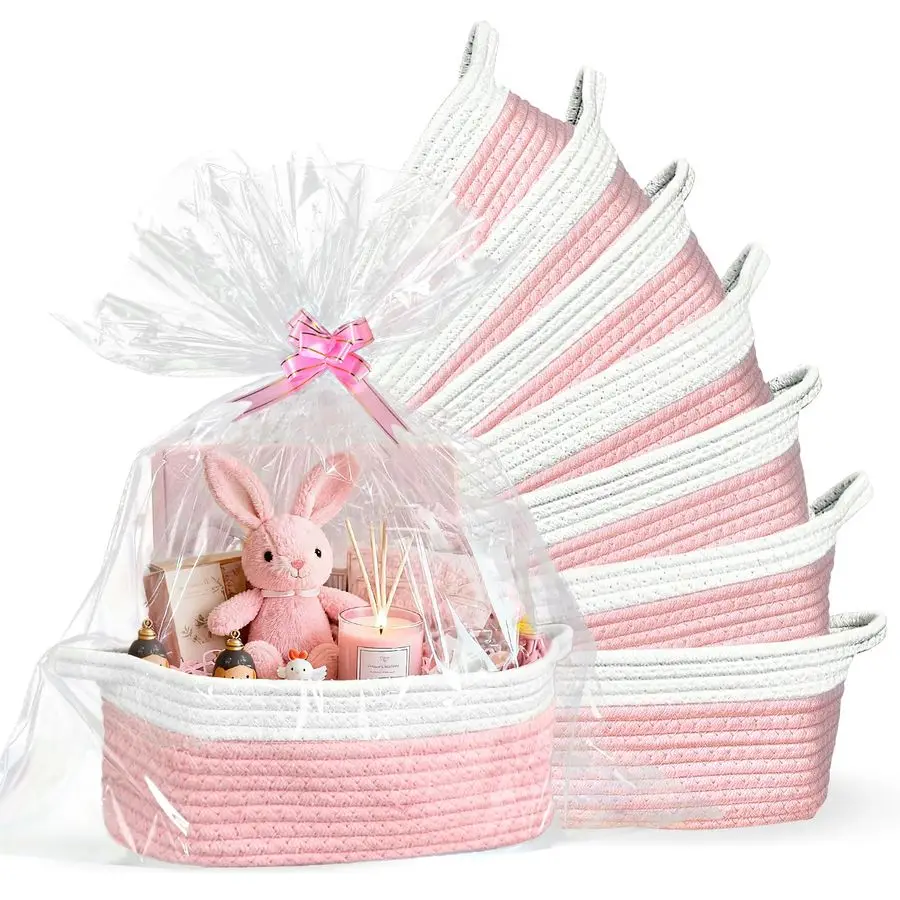 Набор из 8 маленьких плетеных корзин с подарочными пакетами, лентами и карточками, хлопковые корзины для хранения с ручками, 12x8x5, пустые подарочные корзины
Набор из 8 маленьких плетеных корзин с подарочными пакетами, лентами и карточками, хлопковые корзины для хранения с ручками, 12x8x5, пустые подарочные корзины
