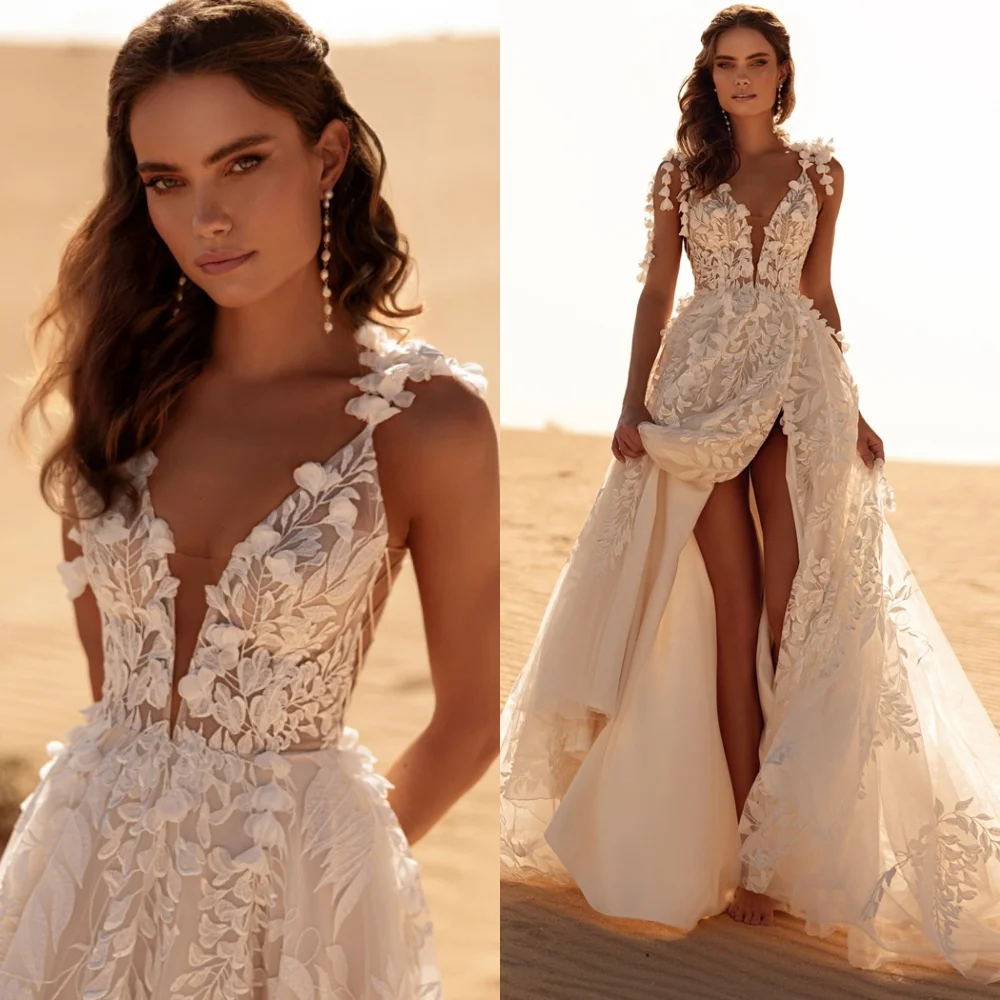Customized Exquisite Tulle Heavy Industry Wedding Dresses Luxury V-neck Sleeveless Boho Wedding Dresses Earthy Wedding Dress
Customized Exquisite Tulle Heavy Industry Wedding Dresses Luxury V-neck Sleeveless Boho Wedding Dresses Earthy Wedding Dress