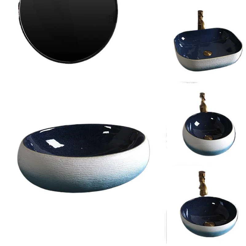 Simple hand washing ceramic Mediterranean household washbasin art balcony hot and cold water table basin
Simple hand washing ceramic Mediterranean household washbasin art balcony hot and cold water table basin