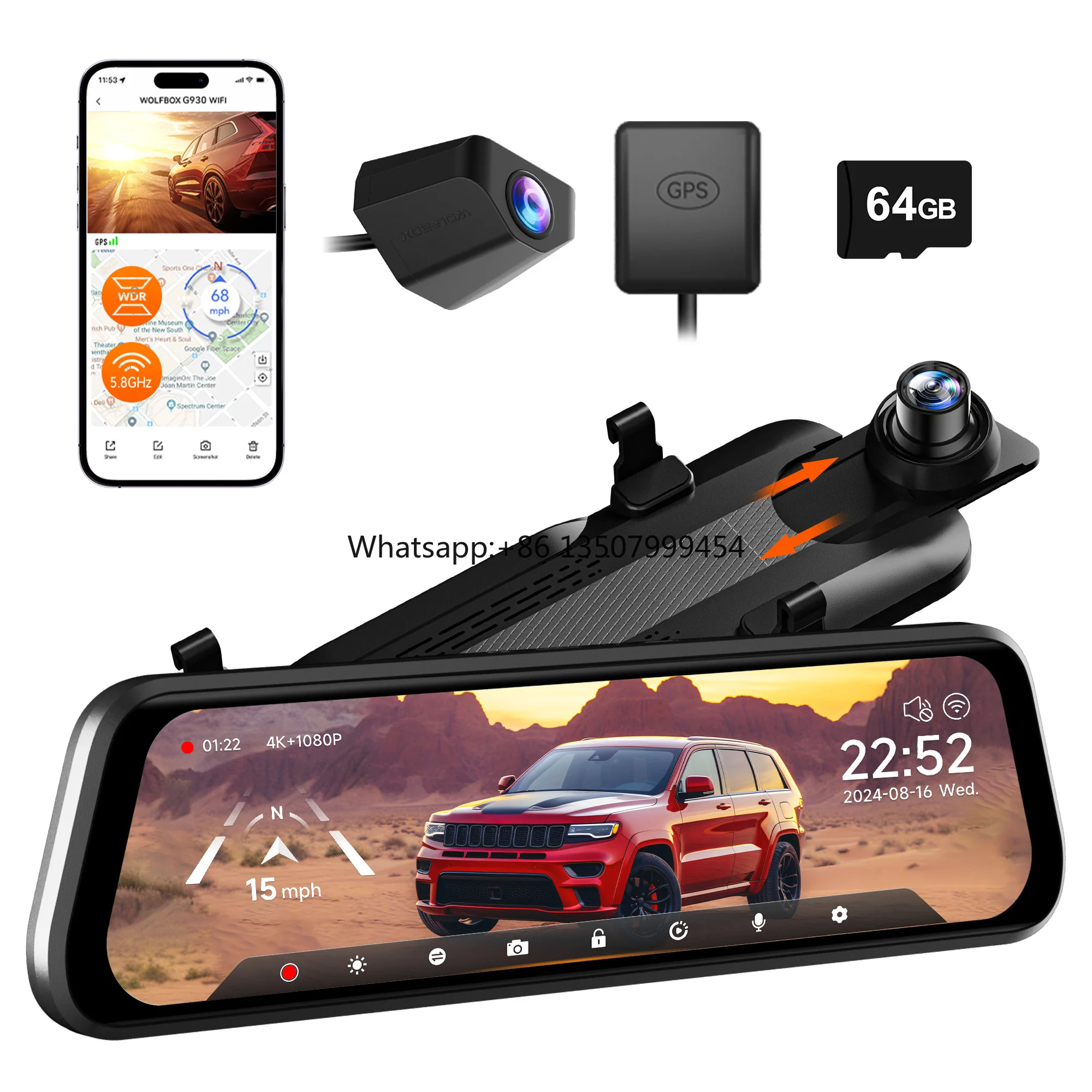 Dealer G930 4K 1080P Dual Lens Car Black Box Night Mirror Dash Camera Front and Rear with WIFI GPS
Dealer G930 4K 1080P Dual Lens Car Black Box Night Mirror Dash Camera Front and Rear with WIFI GPS