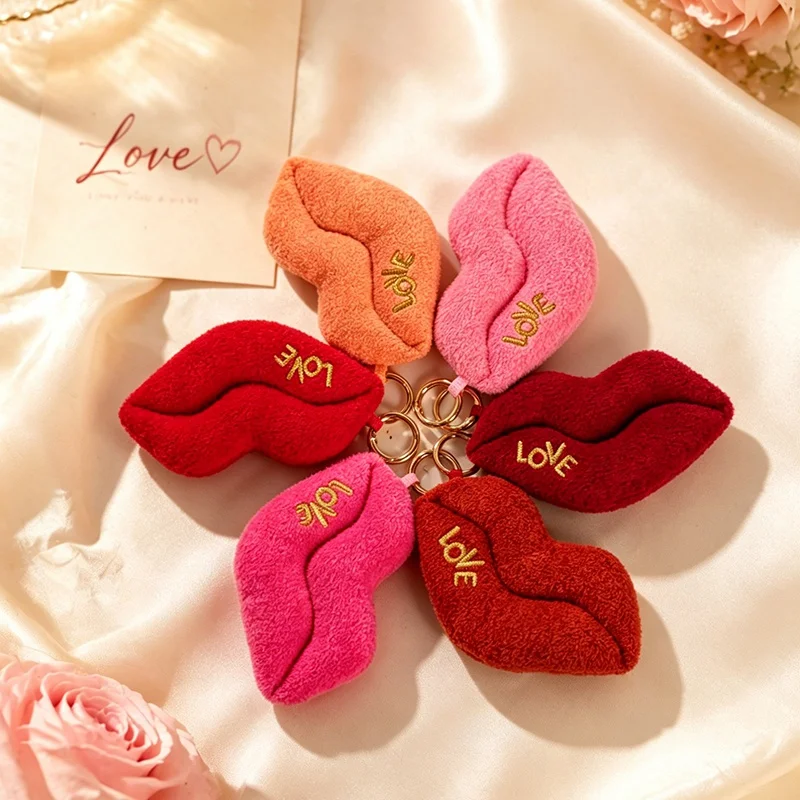 Romantic Valentine Lip Plush Keyring, Terry Fleece Kiss Shape Bag Charm with Gold Embroidery LOVE, Sweet Matching Couple Gifts.
Romantic Valentine Lip Plush Keyring, Terry Fleece Kiss Shape Bag Charm with Gold Embroidery LOVE, Sweet Matching Couple Gifts.