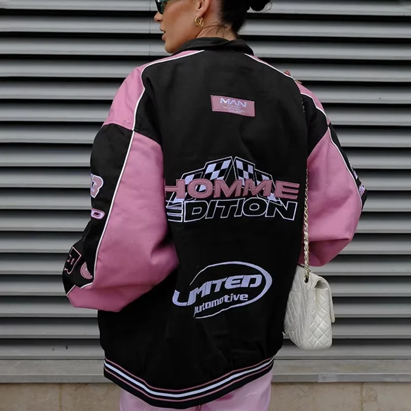 Motorcycle Wind Jacket Racing Suit Sport Embroidery Print Pink Casual Long Sleeved Windproof And Warm Autumn Winter Girl Jacket
Motorcycle Wind Jacket Racing Suit Sport Embroidery Print Pink Casual Long Sleeved Windproof And Warm Autumn Winter Girl Jacket