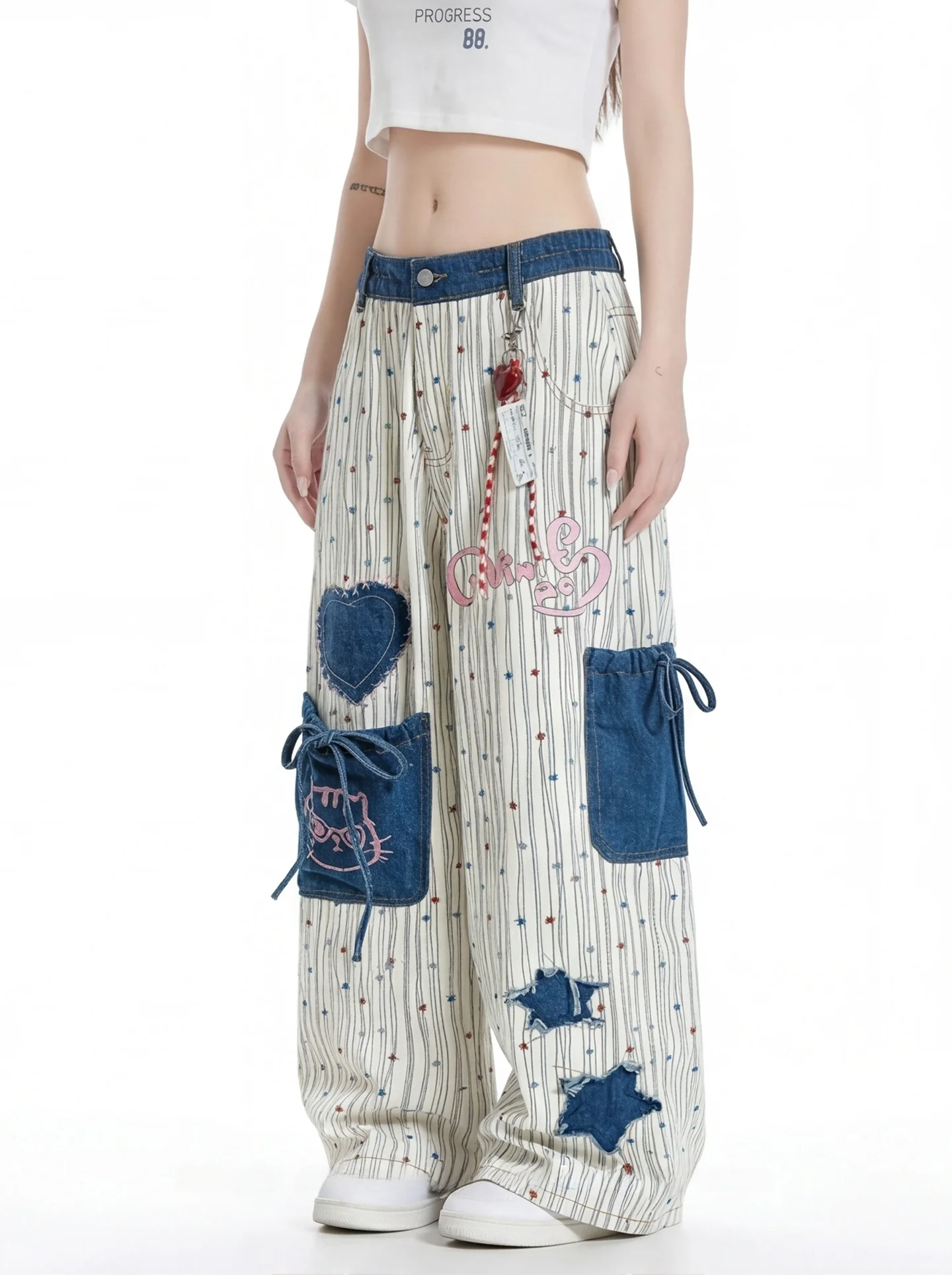American Retro Star Polka Dot Patch Embroidered Straight Leg Pants Women Loose Multi Pocket Workwear Casual Long Trousers
American Retro Star Polka Dot Patch Embroidered Straight Leg Pants Women Loose Multi Pocket Workwear Casual Long Trousers