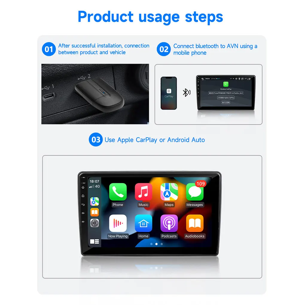 ABS Double Head Wired To Wireless Car Play Adapter Adapter PlugPlay Easy-to-install
ABS Double Head Wired To Wireless Car Play Adapter Adapter PlugPlay Easy-to-install
