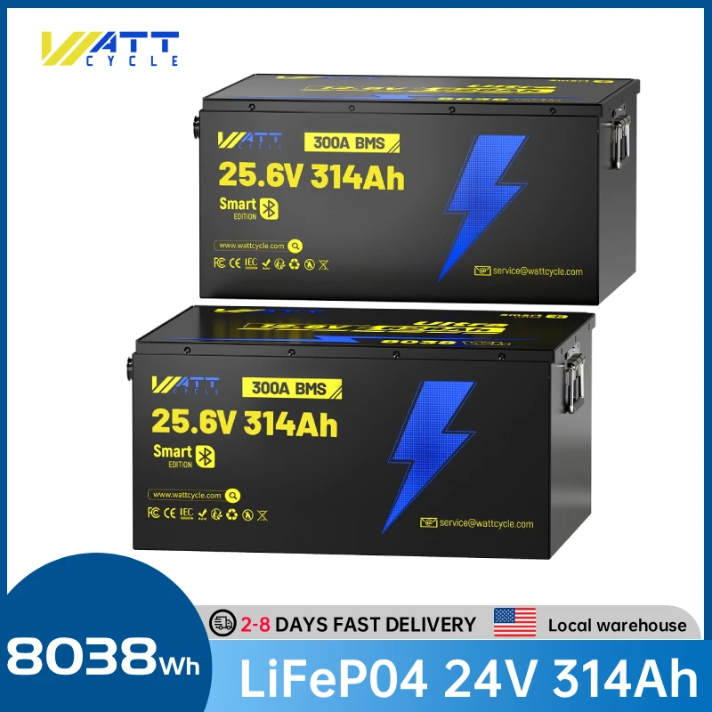 Wattcycle 24V 314Ah LiFePO4 2 Packs Lithium Battery 300A BMS with Bluetooth 8038Wh Energy, Perfect for Home Energy, RV, Solar
Wattcycle 24V 314Ah LiFePO4 2 Packs Lithium Battery 300A BMS with Bluetooth 8038Wh Energy, Perfect for Home Energy, RV, Solar