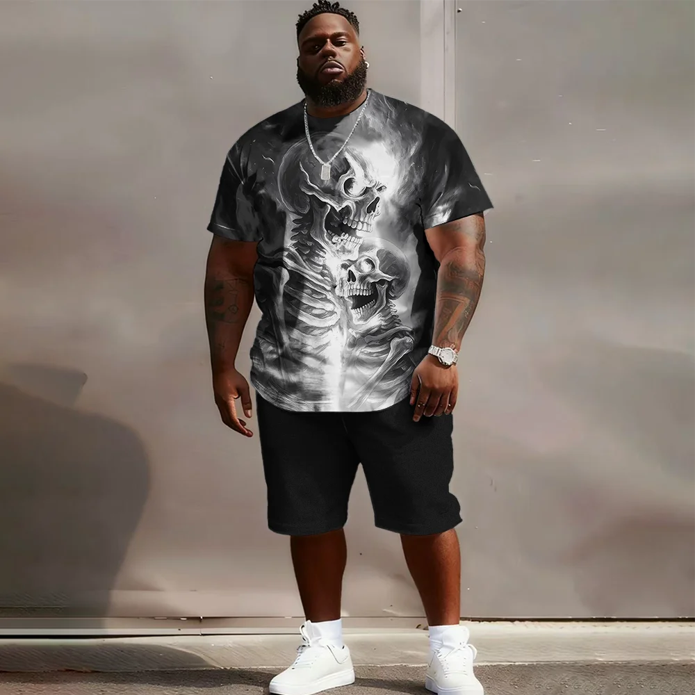 S-9xl plus size Men's Short Sleeve Set: Skull-Edge Vibe - 2-Piece Big & Tall Fit, Soft Fabric, Sleek Distressed Skulls
S-9xl plus size Men's Short Sleeve Set: Skull-Edge Vibe - 2-Piece Big & Tall Fit, Soft Fabric, Sleek Distressed Skulls