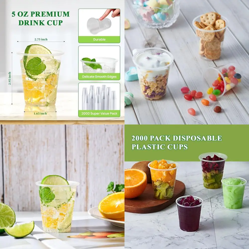 2000 упаковок, 5 унций, прозрачные мини-пластиковые десертные стаканчики, одноразовые стаканчики для холодных напитков для вечеринок и офиса в ванной комнате
2000 упаковок, 5 унций, прозрачные мини-пластиковые десертные стаканчики, одноразовые стаканчики для холодных напитков для вечеринок и офиса в ванной комнате