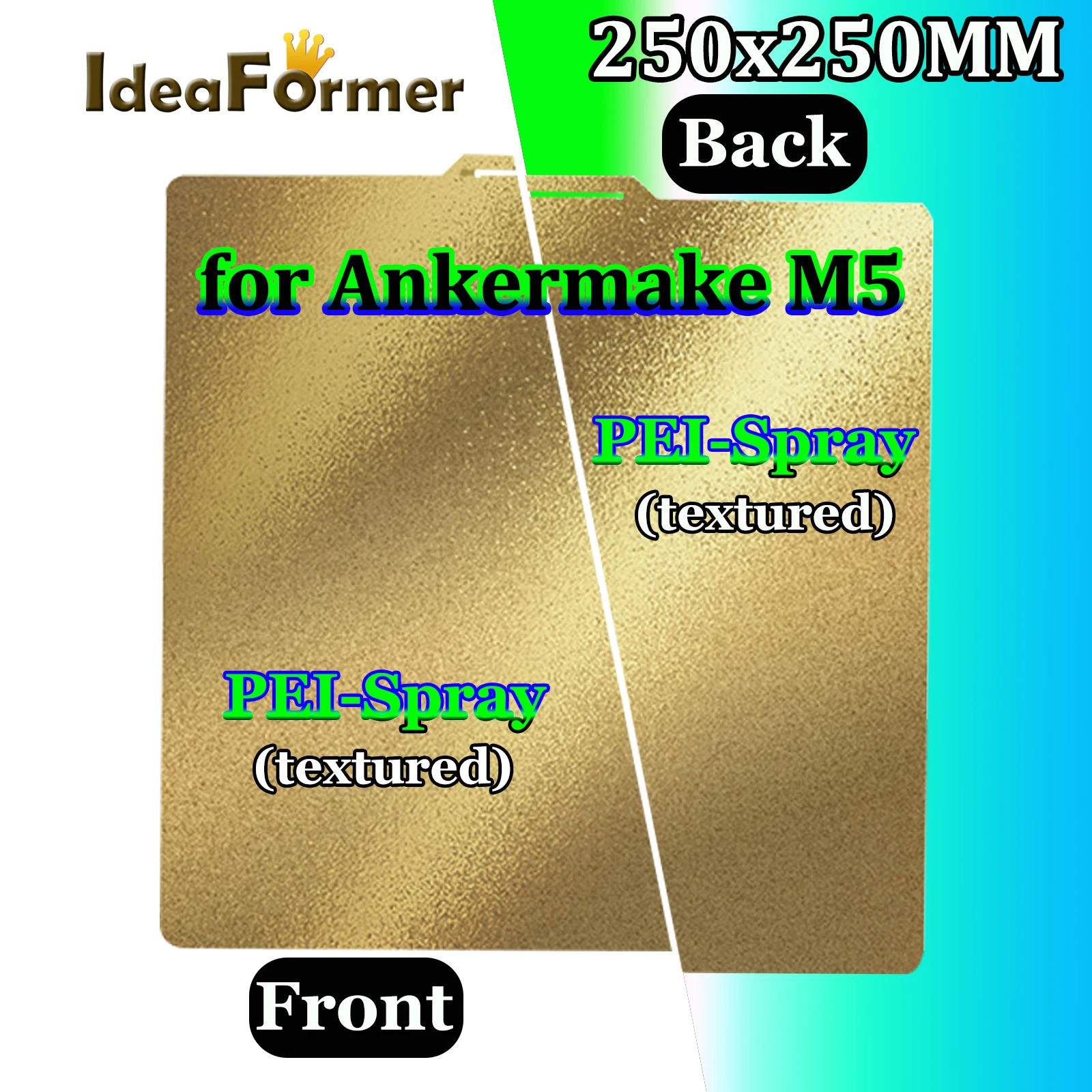 250X250mm Double Sided PEI Spring Steel Sheet Textured PEI Flexible Magnetic Plate Heated Bed Build Plate for Ankermake M5
250X250mm Double Sided PEI Spring Steel Sheet Textured PEI Flexible Magnetic Plate Heated Bed Build Plate for Ankermake M5