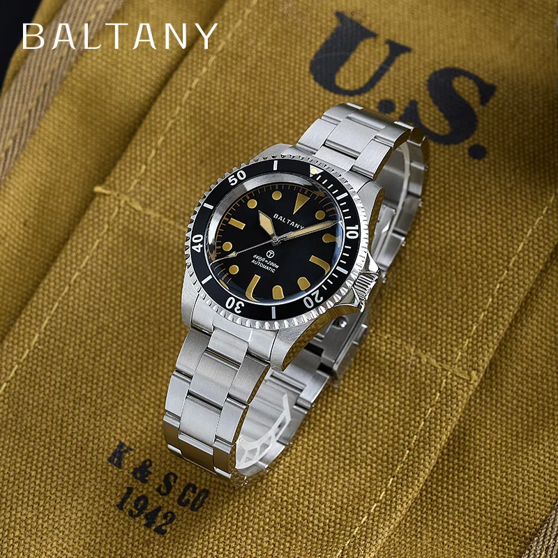 Baltany Vintage MilSubmariner часы вращающийся безель матовый браслет Luminou кожа с сапфировым стеклом 20ATM часы для дайвинга из нержавеющей стали
Baltany Vintage MilSubmariner часы вращающийся безель матовый браслет Luminou кожа с сапфировым стеклом 20ATM часы для дайвинга из нержавеющей стали