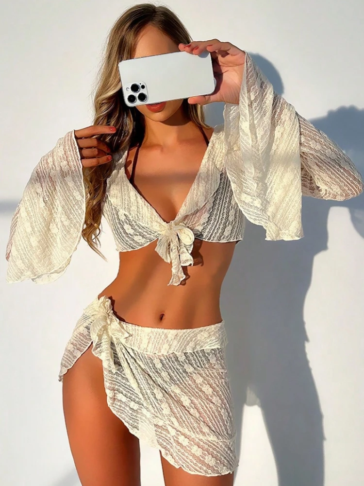 2025 Sexy Four-piece Women Swimsuit Long-sleeve Cover-up Swimwear Summer Solid Bikini Set Brazilian Beachwear Party Bathing Suit
2025 Sexy Four-piece Women Swimsuit Long-sleeve Cover-up Swimwear Summer Solid Bikini Set Brazilian Beachwear Party Bathing Suit